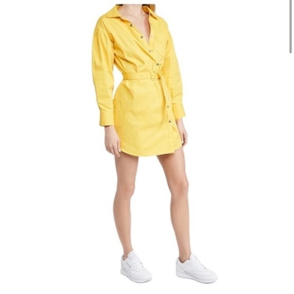 Cinq à Sept Yellow Belted Shirt Dress Asymmetrical size 0
